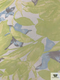 Ethereal Floral Printed Polyester Tulle - Chartreuse LIme / Grey / Sky Blue / White