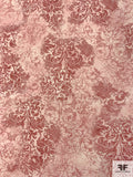 Two-Tone Damask Printed Stretch Tulle - Mauve / Dusty Rose / Off-White