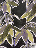 Mod Leaf Printed Stretch Tulle - Black / Yellow / White / Purple / Grey