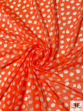 Pebble-Look Spotted Printed Stretch Nylon Tulle - Hot Orange / White
