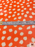 Pebble-Look Spotted Printed Stretch Nylon Tulle - Hot Orange / White