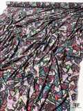 Abstract Graffiti Printed Stretch Nylon Power Mesh-Tulle - Multicolor