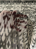 Ikat Animal Ethnic Printed Stretch Tulle Panel - Black / Off-White