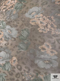 Classic Floral Printed Stretch Tulle - Earth Brown / Dusty Green / Dusty Grey-Blue