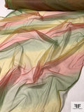 Tie-Dye Diagonal Striped Printed Fine Tricot - Dusty Mauve / Green / Lime
