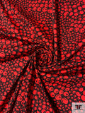 Cherry Printed Stretch Cotton Sateen Panel - Red / Black