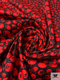 Cherry Printed Stretch Cotton Sateen Panel - Red / Black