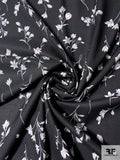 Fine Floral Printed Cotton Lawn - Black / White / Grey
