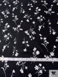 Fine Floral Printed Cotton Lawn - Black / White / Grey