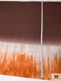 Tie-Dye Border Pattern Printed Cotton Poplin - Brown / Beige / Dusty Orange