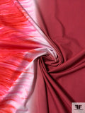 Tie-Dye Border Pattern Printed Cotton Poplin - Wine Red / White / Magenta