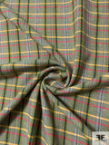 Plaid Yarn-Dyed Cotton Suiting with Lurex - Green / Sage / Yellow / Red / Gold