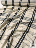 Largescale Plaid Seersucker Cotton Shirting - Black / Cream