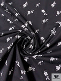 Ditsy Floral Printed Stretch Cotton Poplin - Black / White