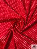 Ditsy Polka Dot Printed Stretch Cotton Poplin - Red / White