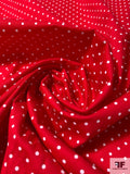 Ditsy Polka Dot Printed Stretch Cotton Poplin - Red / White