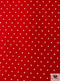 Polka Dot Printed Stretch Cotton Poplin - Red / White