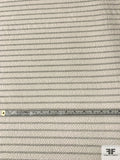 Italian Horizontal Striped Puckered Cotton Shirting - Ivory / Light Grey