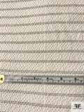 Italian Horizontal Striped Puckered Cotton Shirting - Ivory / Light Grey