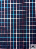Plaid Yarn-Dyed Cotton Shirting - Navy / Turquoise / White / Red