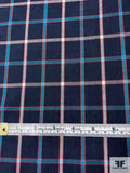 Plaid Yarn-Dyed Cotton Shirting - Navy / Turquoise / White / Red
