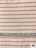 Italian Horizontal Striped Puckered Cotton Shirting - Ivory / Red