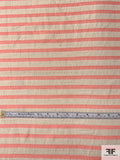 Japanese Slightly Boucle Striped Cotton-Poly Voile - Coral / Beige