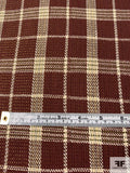 Plaid Yarn-Dyed Cotton Suiting with Lurex - Brown / Cream/ Gold / Army Green