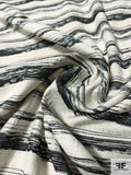 Rustic Striped Stretch Cotton Jacquard - Ivory / Black