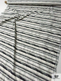 Rustic Striped Stretch Cotton Jacquard - Ivory / Black