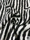 Maze-Like Printed Cotton with Slight Herringbone Jacquard and Sheen - Black / White