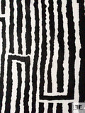 Maze-Like Printed Cotton with Slight Herringbone Jacquard and Sheen - Black / White