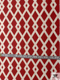 Diamond Lattice Printed Medium-Weight  Cotton Canvas - Washed Red / Off-White