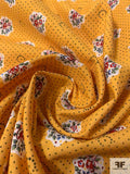 Ditsy Floral Bouquet and Pin Dot Printed Cotton Lawn - Turmeric / Black / Green / Red