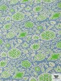 Summer Loving Printed Cotton Poplin - Deep Sky Blue / Green / Off-White