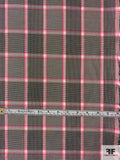 Italian Glen Plaid Yarn-Dyed Cotton Poly Shirting - Pink / Black / Cream