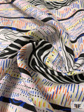 Italian Multi-Pattern Linear Design Printed Lightweight Cotton Sateen - Multicolor