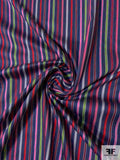Italian Vertical Striped Yarn-Dyed Cotton Sateen Shirting - Navy / Red / Maroon / Pink / Lime