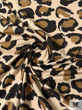Leopard Printed Laundered Cotton Lawn - Ecru / Black / Olive Brown