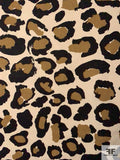 Leopard Printed Laundered Cotton Lawn - Ecru / Black / Olive Brown