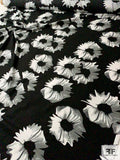 Floral Heads Printed Cotton Lawn - Black / White / Grey