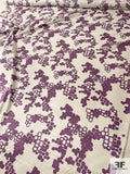 Floating Cubes Printed Lightweight Silk and Cotton Sateen Twill - Dusty Purple / Ivory