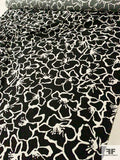 Floral Outline Printed Lightweight Cotton Sateen - Black / White