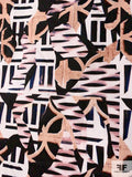 Abstract Collage Printed Cotton Poplin - Black / Blush / White / Pink / Purple