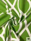 Largescale Circle Lattice Linen-Look Plain Weave Cotton Canvas - Pear Green / Off-White