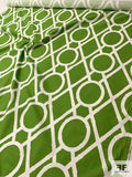 Largescale Circle Lattice Linen-Look Plain Weave Cotton Canvas - Pear Green / Off-White