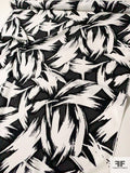 Leafy Brushstroke Printed Stretch Cotton Pique - Black / White / Grey