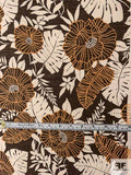 A Tropical Autumn Printed Basket Linen-Weave Cotton Silk - Brown / Peach / Ecru