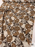 A Tropical Autumn Printed Basket Linen-Weave Cotton Silk - Brown / Peach / Ecru