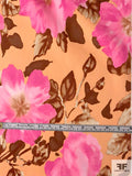 Sweet Floral Printed Stretch Cotton Sateen-Twill - Cantalope / Pink / Milk Chocolate
